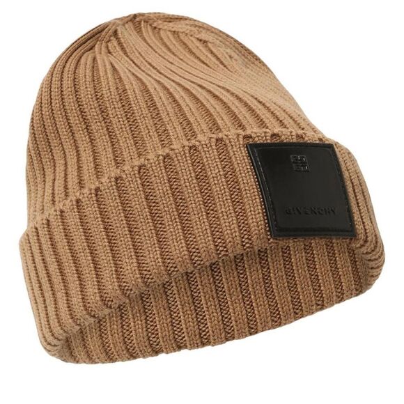 Givenchy Brown Ribbed Knit Beanie - Picture 1 of 3